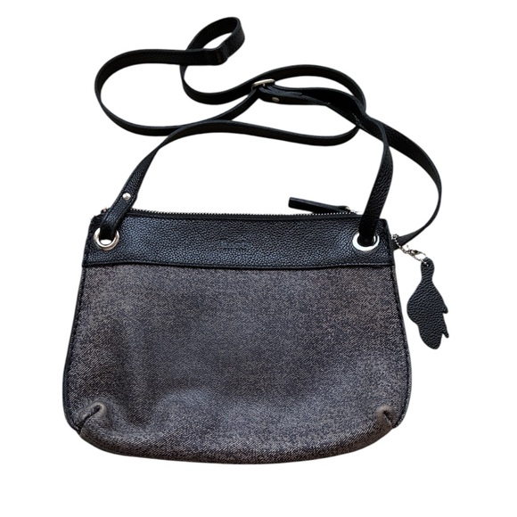Roots Handbags - Roots Edie Black & Grey Leather Crossbody Bag Purse